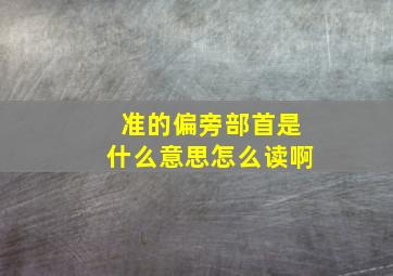 准的偏旁部首是什么意思怎么读啊