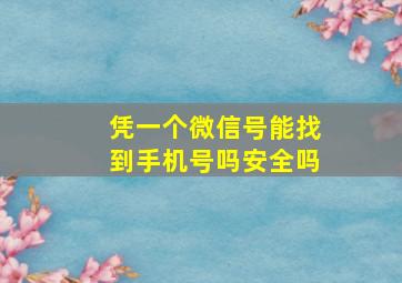 凭一个微信号能找到手机号吗安全吗