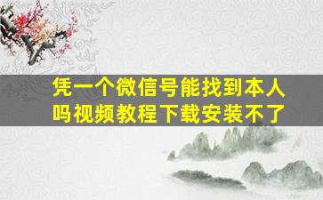 凭一个微信号能找到本人吗视频教程下载安装不了