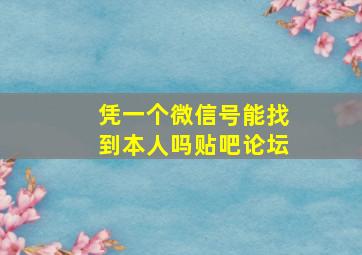 凭一个微信号能找到本人吗贴吧论坛