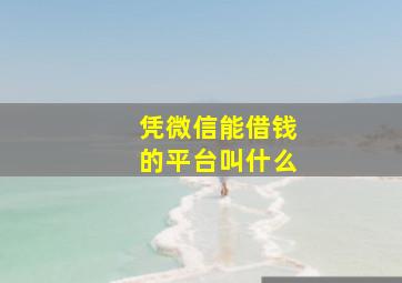 凭微信能借钱的平台叫什么