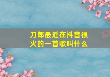 刀郎最近在抖音很火的一首歌叫什么