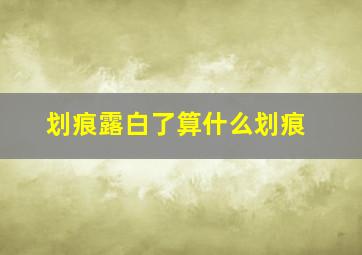 划痕露白了算什么划痕