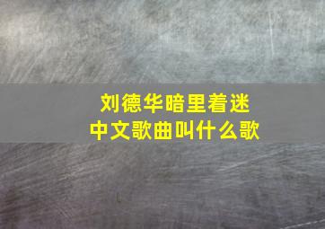 刘德华暗里着迷中文歌曲叫什么歌