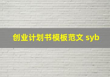 创业计划书模板范文 syb