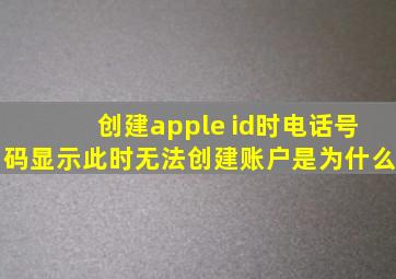 创建apple id时电话号码显示此时无法创建账户是为什么