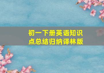 初一下册英语知识点总结归纳译林版