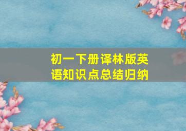 初一下册译林版英语知识点总结归纳