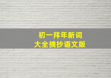 初一拜年新词大全摘抄语文版