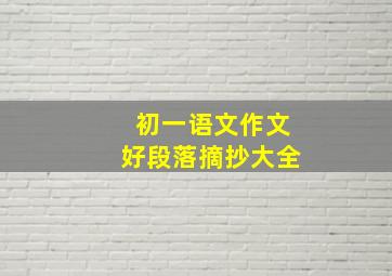 初一语文作文好段落摘抄大全