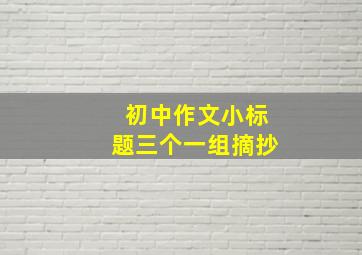 初中作文小标题三个一组摘抄