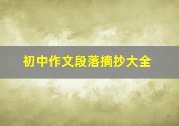 初中作文段落摘抄大全