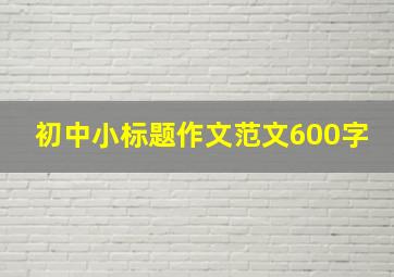 初中小标题作文范文600字