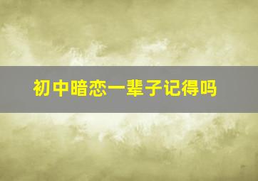 初中暗恋一辈子记得吗