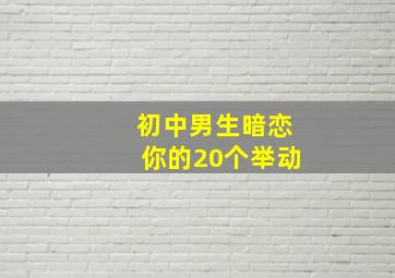 初中男生暗恋你的20个举动