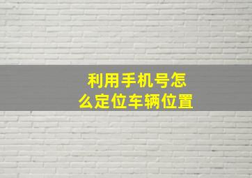 利用手机号怎么定位车辆位置