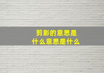 剪影的意思是什么意思是什么