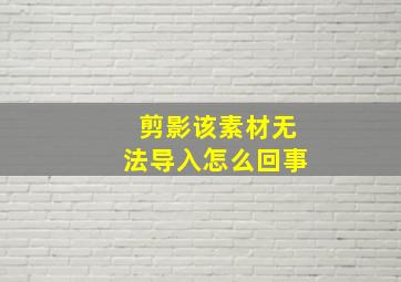 剪影该素材无法导入怎么回事