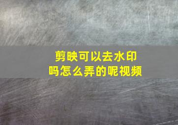 剪映可以去水印吗怎么弄的呢视频