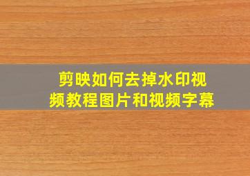 剪映如何去掉水印视频教程图片和视频字幕