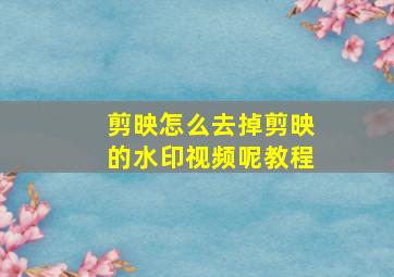 剪映怎么去掉剪映的水印视频呢教程