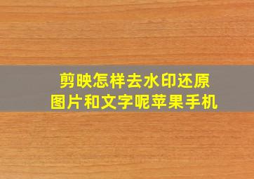 剪映怎样去水印还原图片和文字呢苹果手机