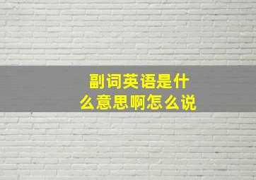 副词英语是什么意思啊怎么说