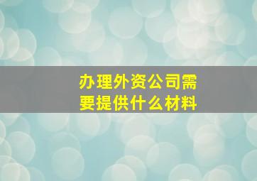 办理外资公司需要提供什么材料