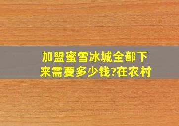 加盟蜜雪冰城全部下来需要多少钱?在农村