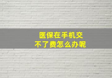 医保在手机交不了费怎么办呢