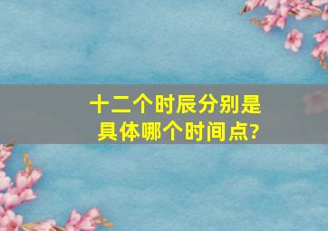 十二个时辰分别是具体哪个时间点?