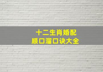 十二生肖婚配顺口溜口诀大全