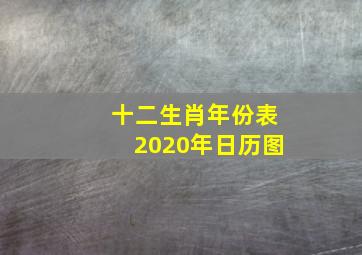 十二生肖年份表2020年日历图