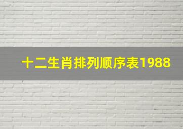 十二生肖排列顺序表1988