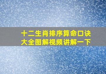 十二生肖排序算命口诀大全图解视频讲解一下