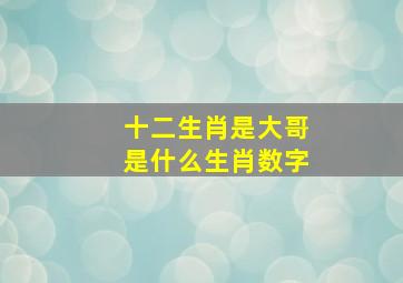 十二生肖是大哥是什么生肖数字