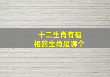 十二生肖有福相的生肖是哪个