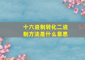 十六进制转化二进制方法是什么意思