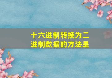 十六进制转换为二进制数据的方法是