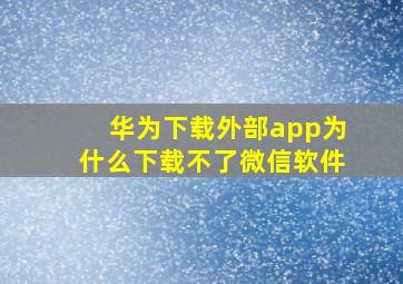 华为下载外部app为什么下载不了微信软件