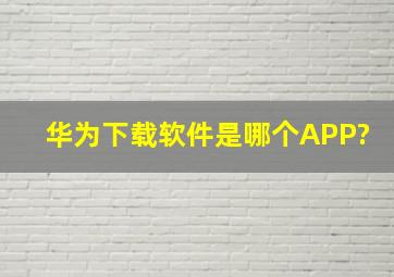 华为下载软件是哪个APP?