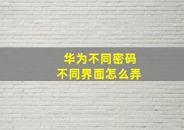 华为不同密码不同界面怎么弄