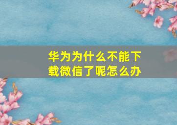 华为为什么不能下载微信了呢怎么办