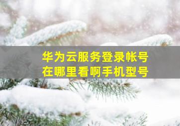 华为云服务登录帐号在哪里看啊手机型号