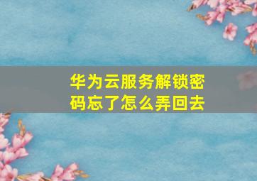 华为云服务解锁密码忘了怎么弄回去