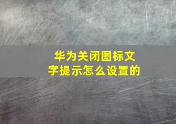 华为关闭图标文字提示怎么设置的