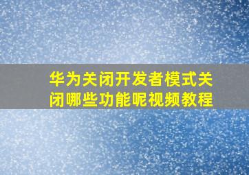 华为关闭开发者模式关闭哪些功能呢视频教程