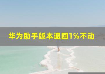 华为助手版本退回1℅不动