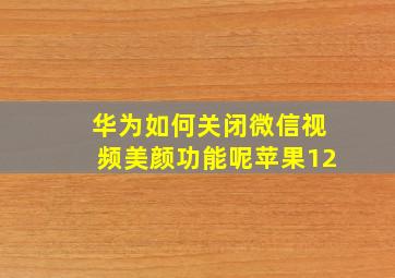 华为如何关闭微信视频美颜功能呢苹果12