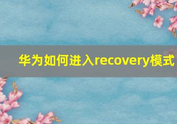 华为如何进入recovery模式